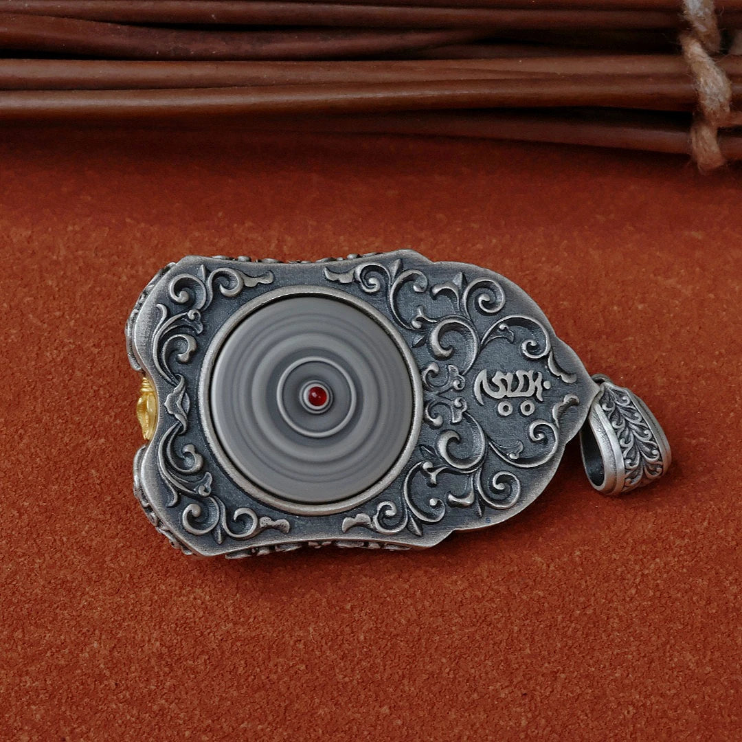 Tibetan Buddhist Jewelry Culture Zaki Lam Goddess pendant necklace with Sheep Eye beads, symbolizing divine protection and prosperity