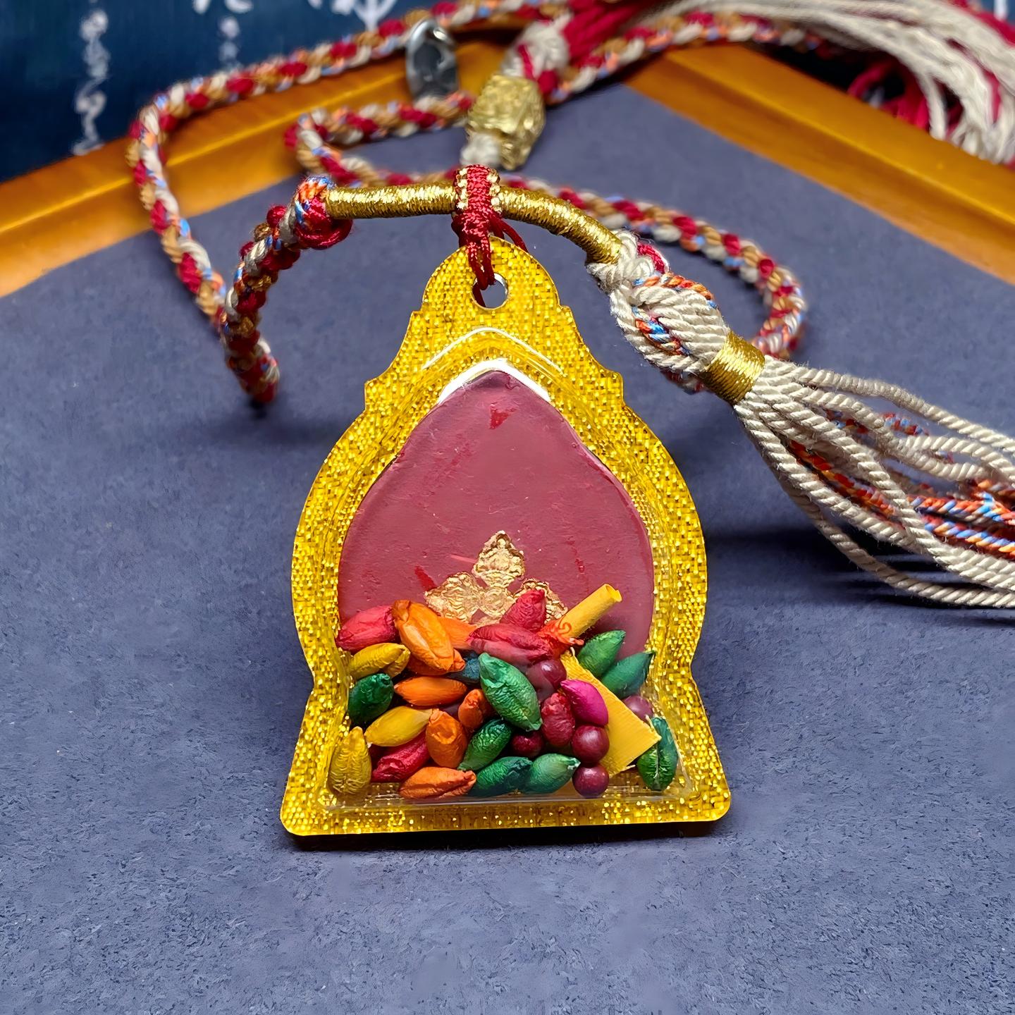 Tibetan Buddhist Jewelry Culture Ksitigarbha Bodhisattva Thangka Gawu pendant, handpainted with mineral pigments, Tibetan Buddhist jewelry art necklace for spiritual guidance