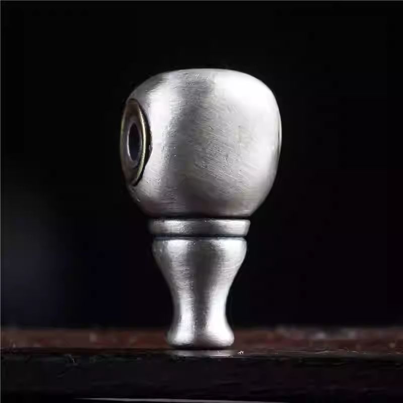 Tibetan style handcrafted sterling silver Buddha head spacer with copper inlay, Buddhist jewelry art DIY accessory for prayer beads and handmade bracelets