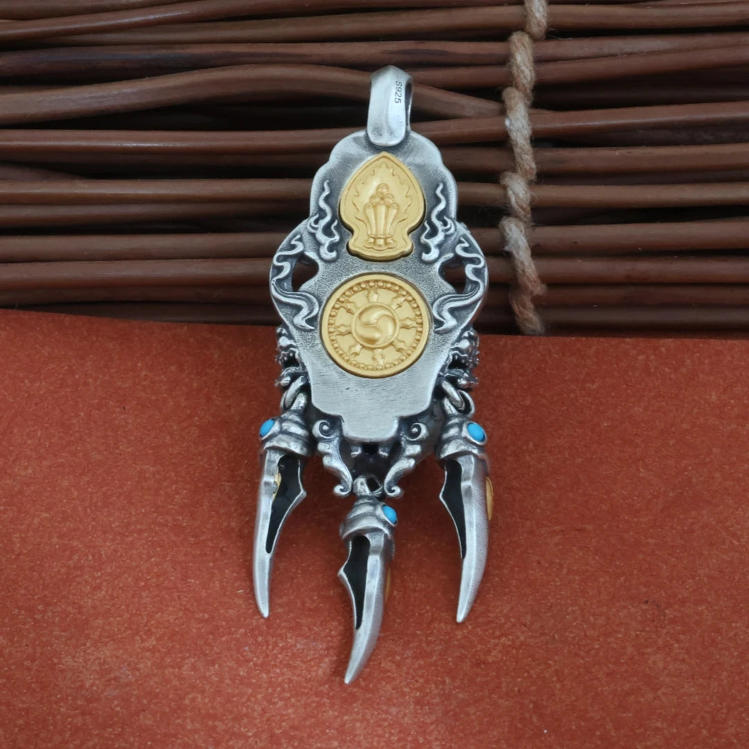 Hand-painted spinning Garuda amulet necklace in Tibetan Buddhist Jewelry Culture Jewelry art style