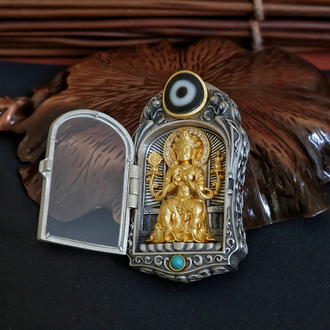 Spiritual Maitreya Buddha crown pendant Jewelry art with traditional Tibetan craftsmanship