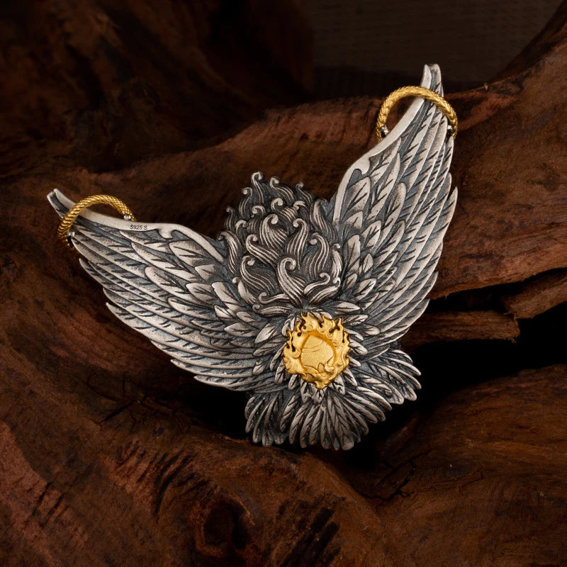 Tibetan Garuda pendant necklace symbolizing power and protection, handcrafted Jewelry art
