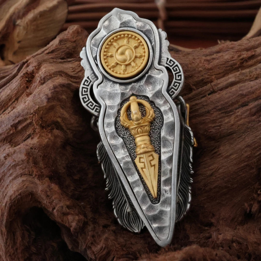 Tibetan Buddhist Garuda feather spinning pendant for protection, fortune, and positive energy