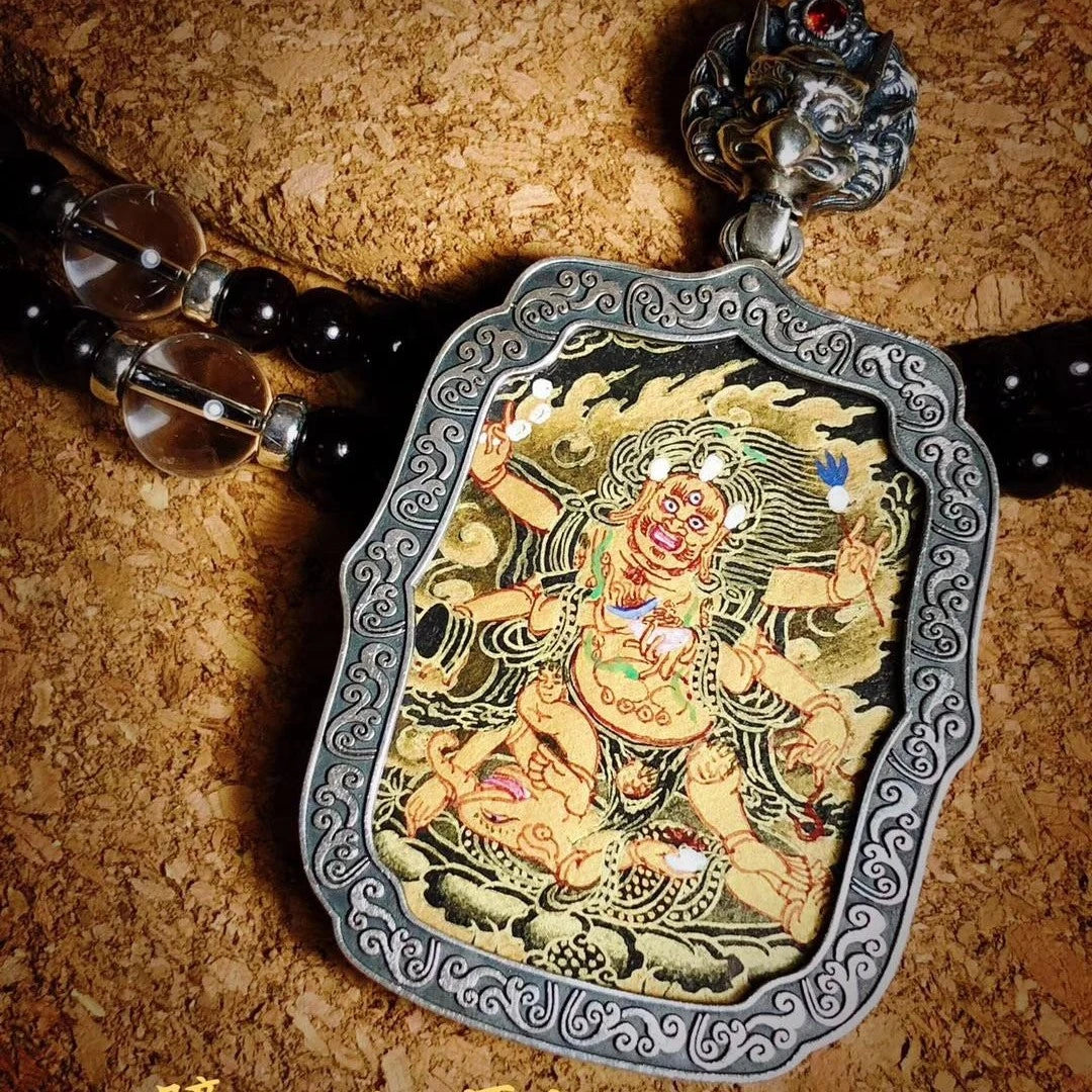 Artistic hand-painted Thangka Guardian pendant necklace, connecting you with spiritual blessings and enlightenment