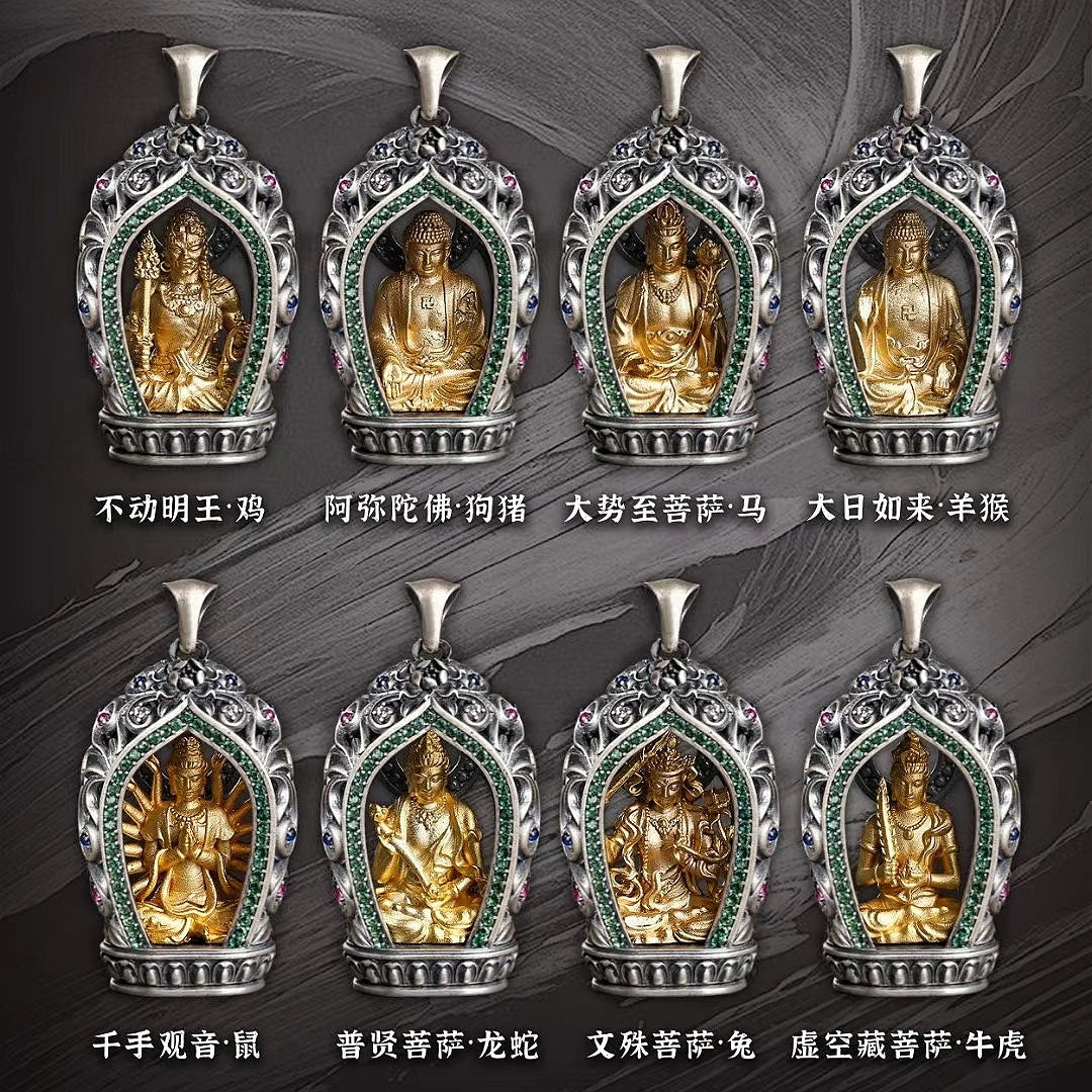 Handmade silver zodiac protector pendant rooted in Tibetan Buddhist jewelry culture, meaningful jewelry art.