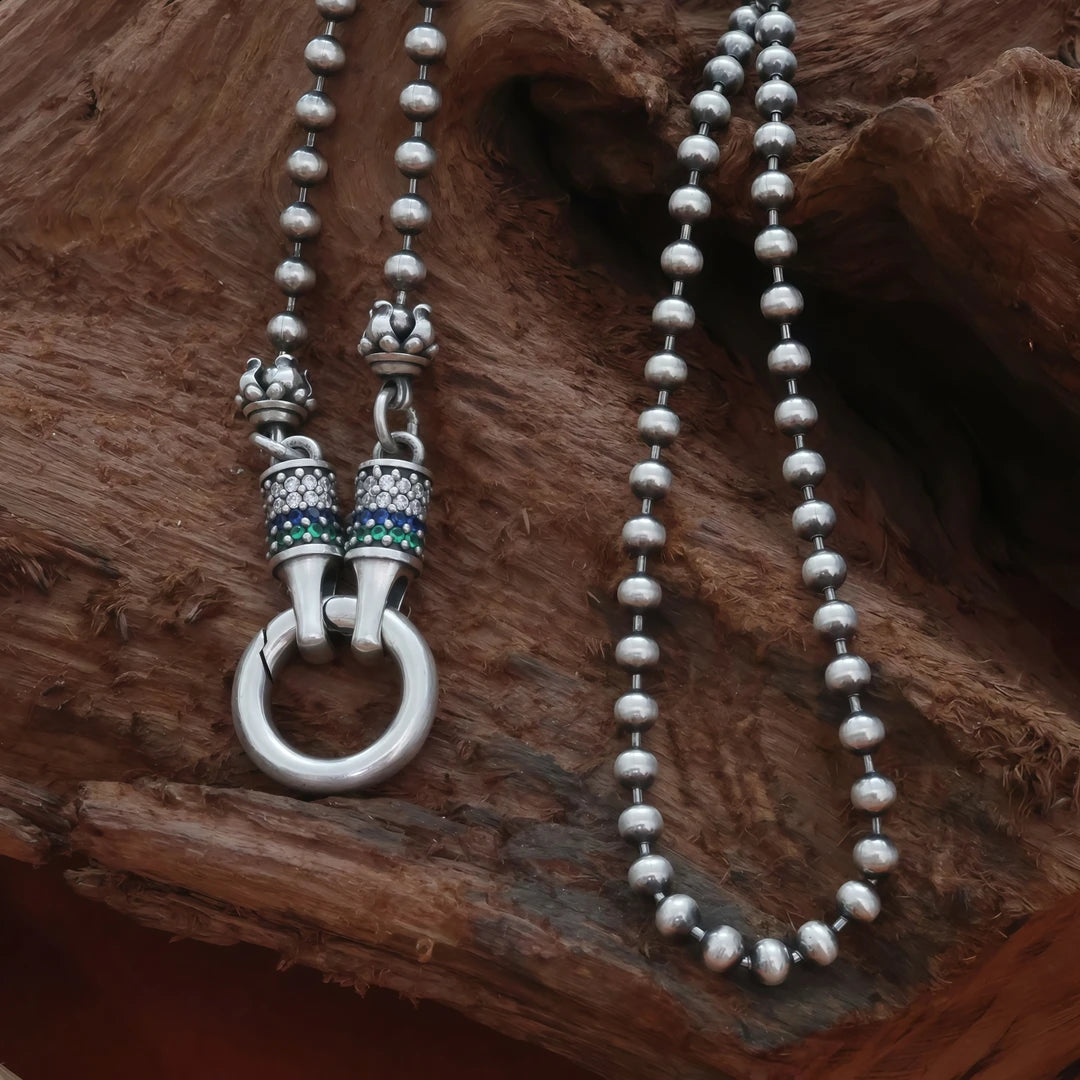 Multifunction silver lotus thangka pendant necklace, Tibetan Buddhist jewelry culture, elegant spiritual jewelry art.