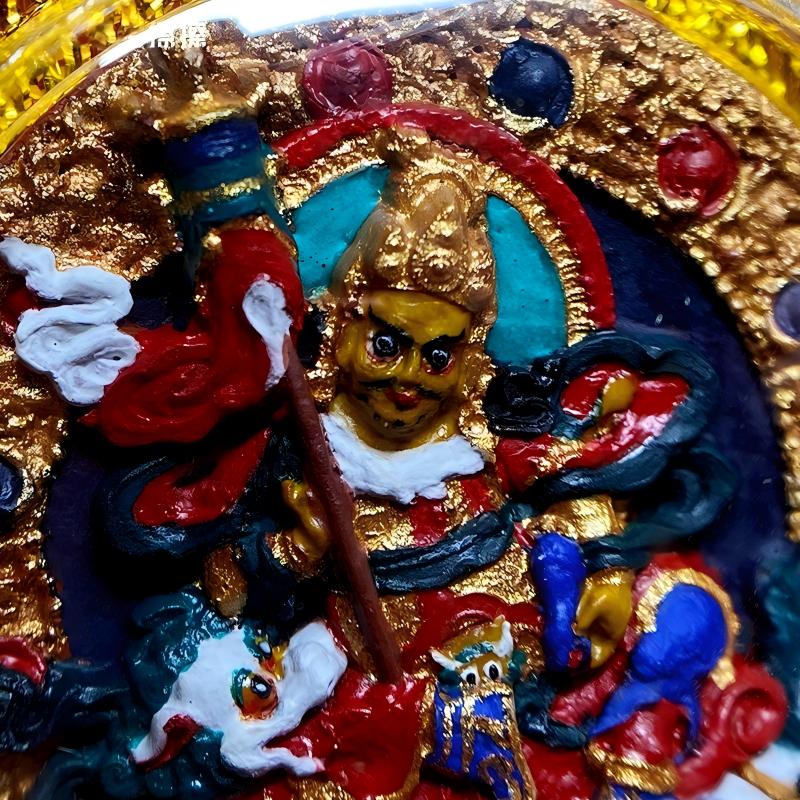 Tibetan Buddhist Jewelry Culture handmade Tibetan Jambhala Gawu box necklace featuring handpainted mineral pigment Tsa Tsa, Tibetan jewelry art pendant