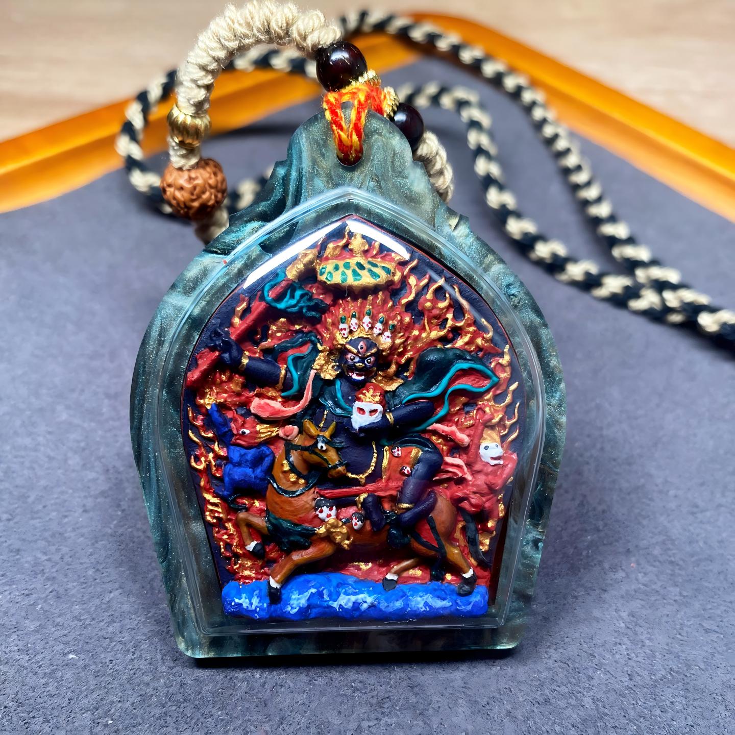Tibetan Buddhist Jewelry Culture Tibetan White Tara Thangka pendant, handpainted with mineral pigments, Jewelry art necklace for spiritual merit