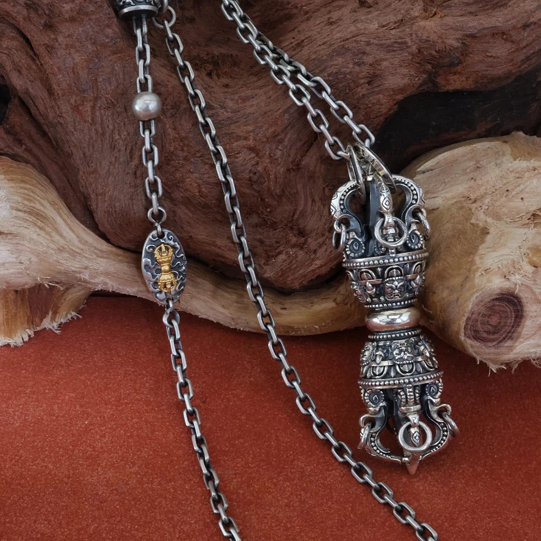 Tibetan Five-Pronged Vajra protection pendant necklace symbolizing courage and inner strength