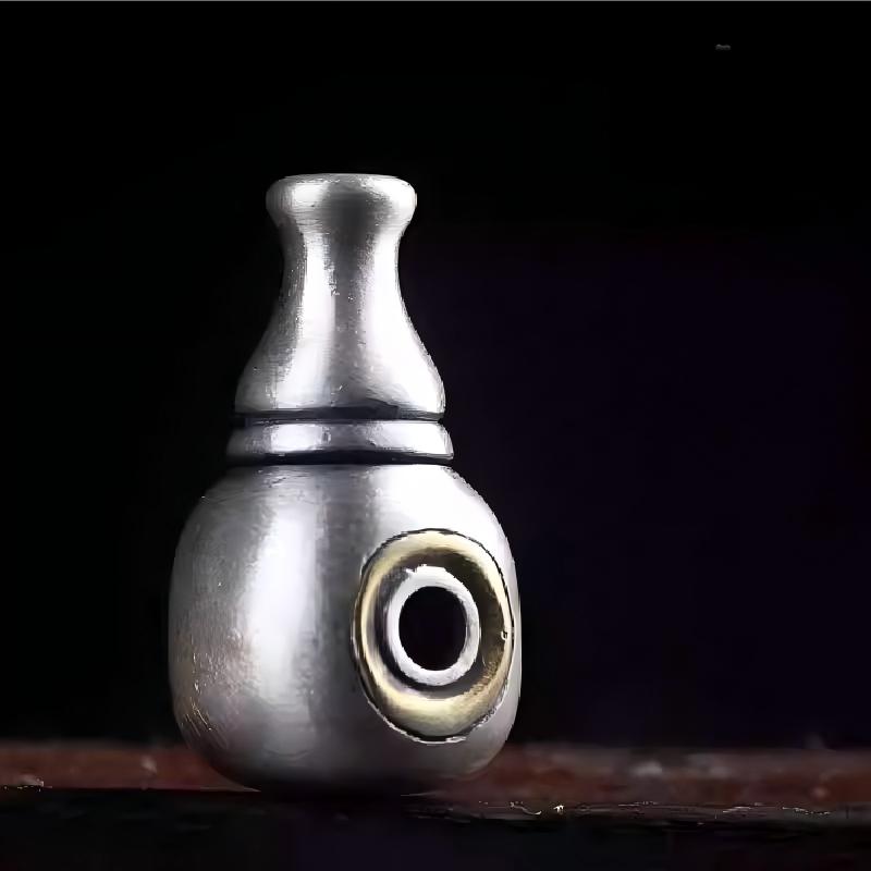 Minimalist Tibetan Buddhist jewelry art connector made of handcrafted silver and copper, Buddha head three-hole fitting for DIY spiritual bracelet design