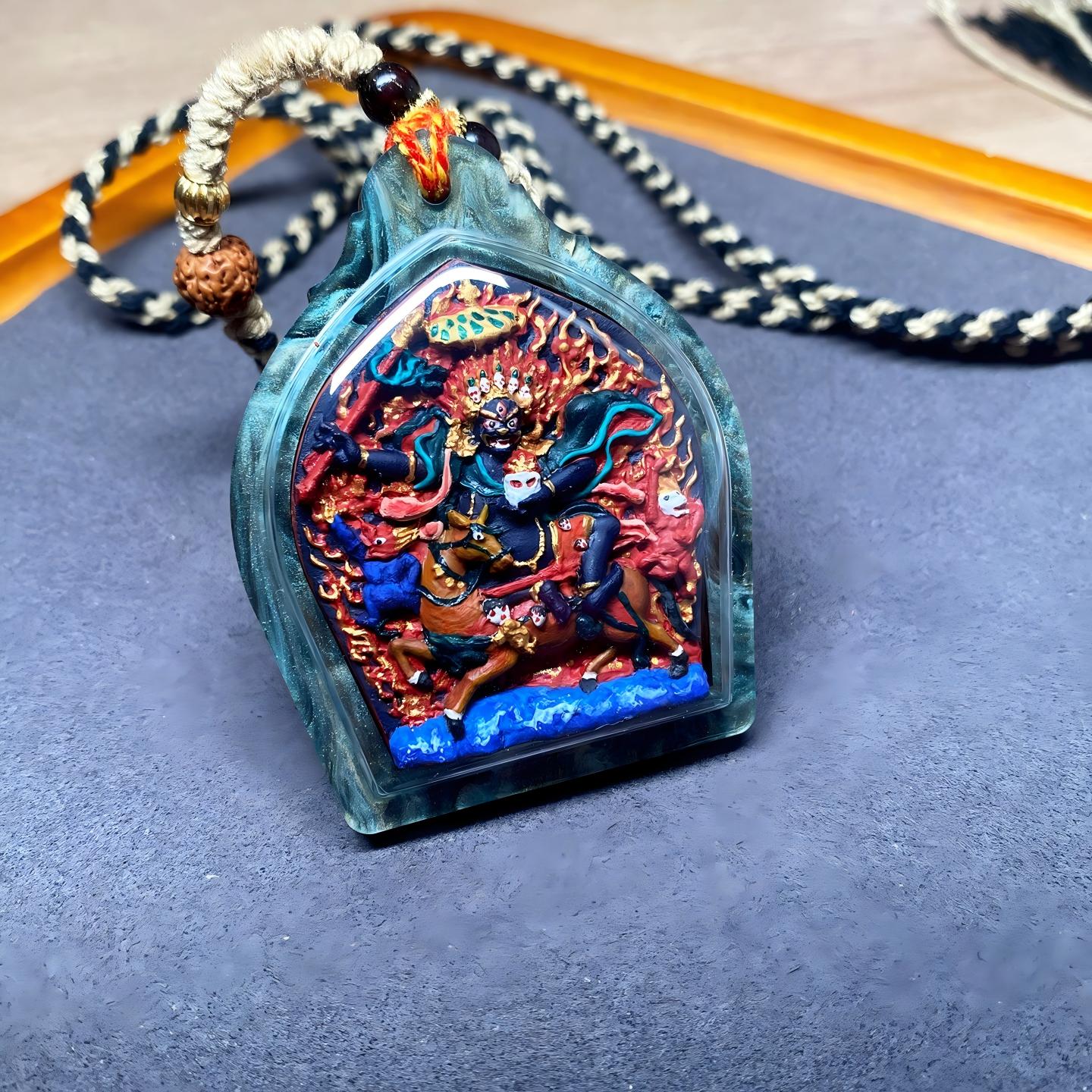 Tibetan Buddhist Jewelry Culture handmade White Tara Tsa Tsa necklace pendant, handpainted mineral pigments, Tibetan Jewelry art pendant for blessings