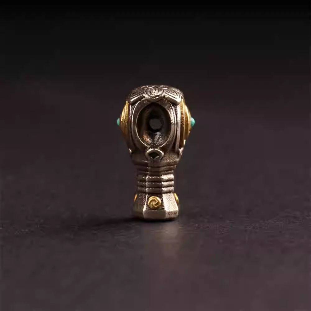 Fine handcrafted Tibetan Buddhist silver and copper Yellow Wealth God spacer, Jewelry art accessory for DIY Xingyue prayer bead bracelets