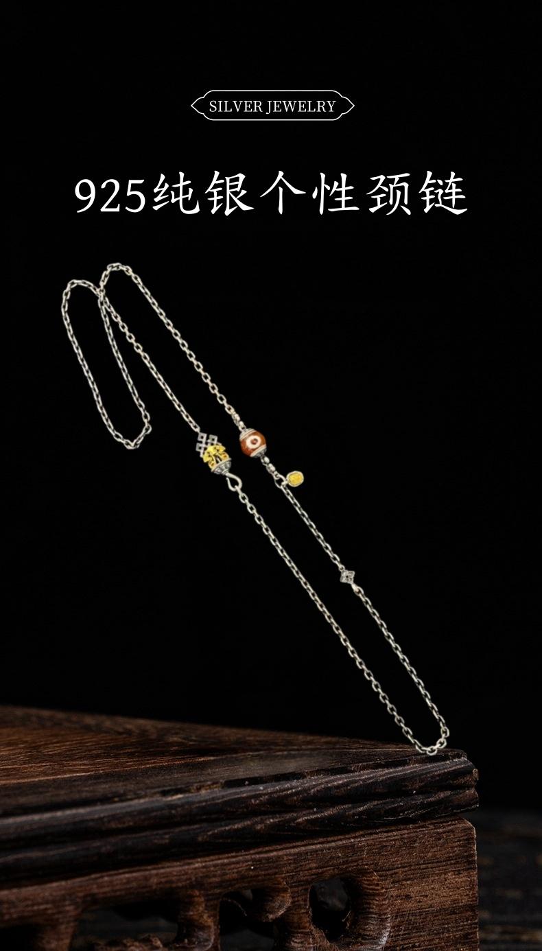 Artistic Tibetan Buddhist necklace featuring a creative pendant, hand-painted jewelry art for everyday styling.