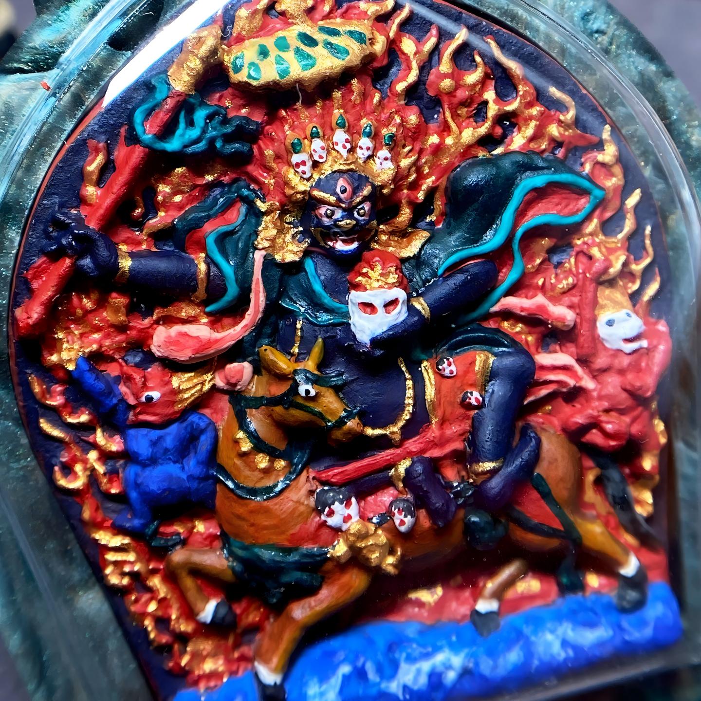 Tibetan Buddhist Jewelry Culture Tibetan Buddhist White Tara multicolor Tsa Tsa amulet pendant, handcrafted mineral pigment Jewelry art necklace