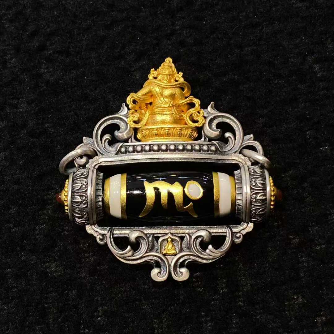 Premium S925 Yellow Jambhala deity pendant crafted in Tibetan Buddhist Jewelry Culture style, emphasizing artistic Jewelry art finishing.