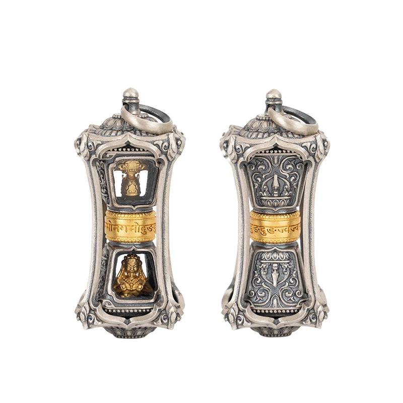 Zaki Lam's reincarnation rotating pendant, a symbol of spiritual wisdom and life cycles in Tibetan Buddhist culture