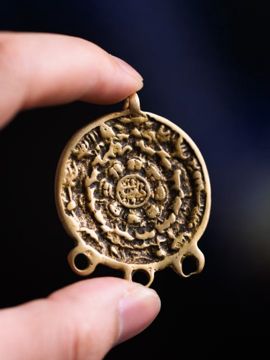 Qing Dynasty Tibetan Bear Nine Palace amulet pendant, handmade Jewelry art rooted in Tibetan Buddhist Jewelry Culture