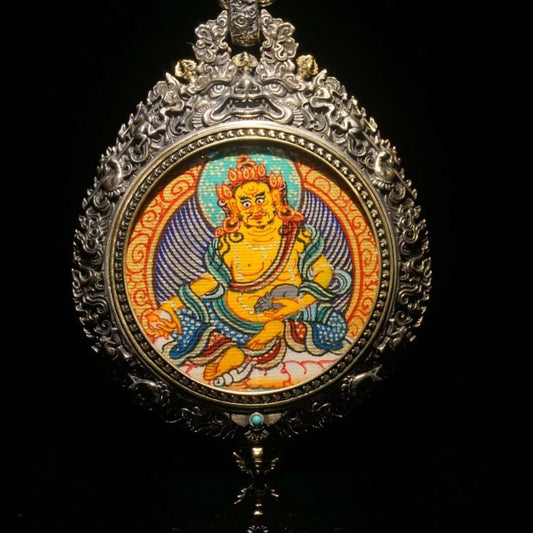 Tibetan Buddhist Jewelry Culture Regong Thangka guardian necklace handcrafted