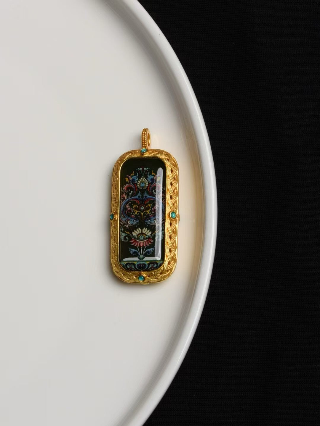 Vajrayana Blue Zaki Lhamo Thangka pendant spiritual jewelry