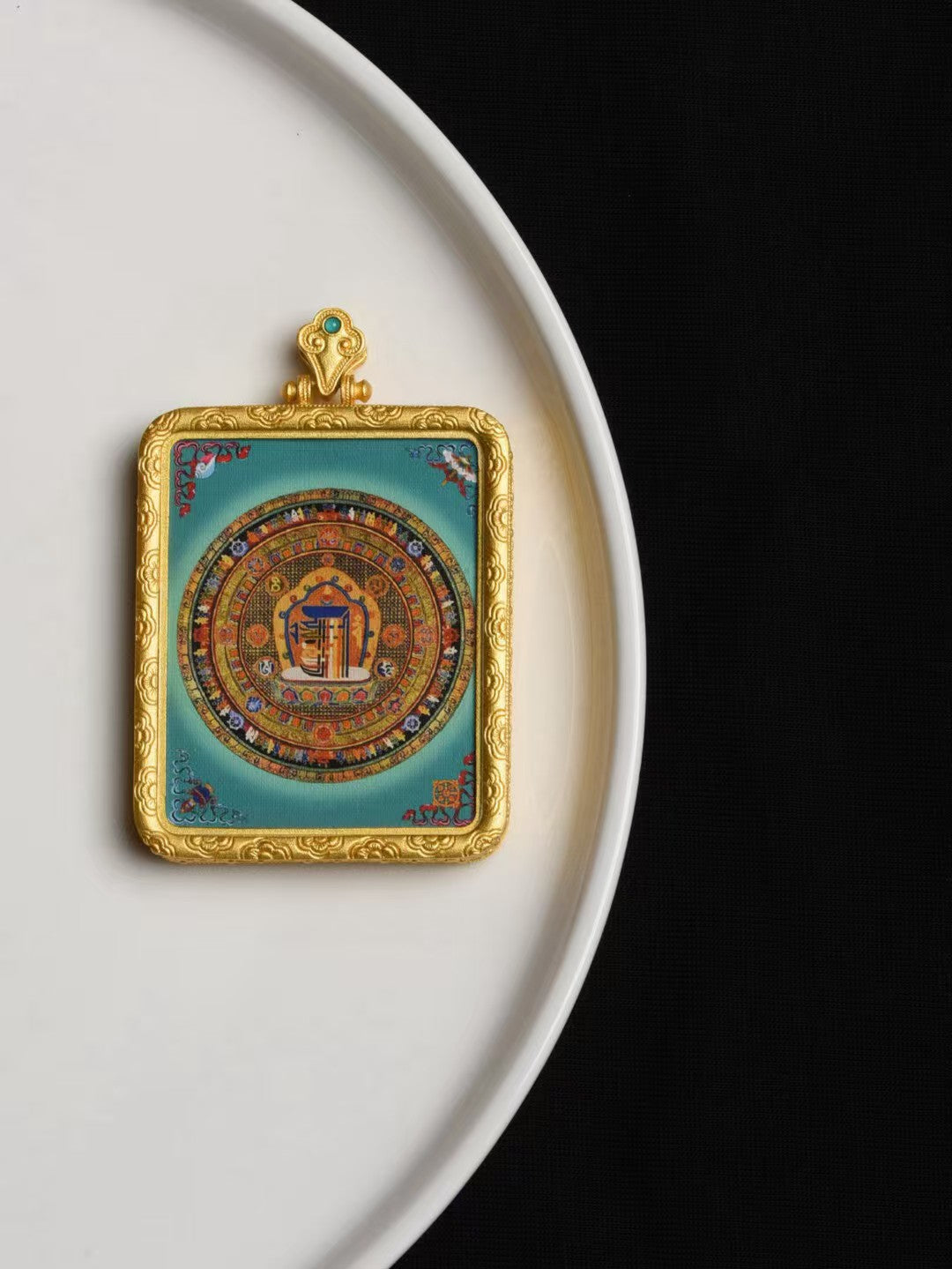 Vajrayana Zaki Lhamo Thangka pendant spiritual jewelry