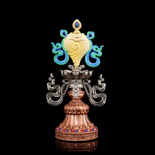 New design hand-painted eight auspicious symbols in mixed metals, reflecting Tibetan Buddhist ritual implements culture and Buddhist ritual implements art