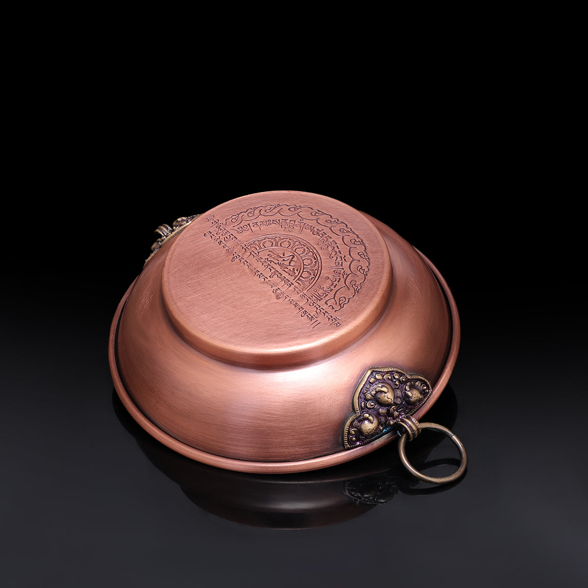 Pure handcrafted purple copper smoke offering plate rooted in Tibetan Buddhist ritual implements culture and refined Buddhist ritual implements art