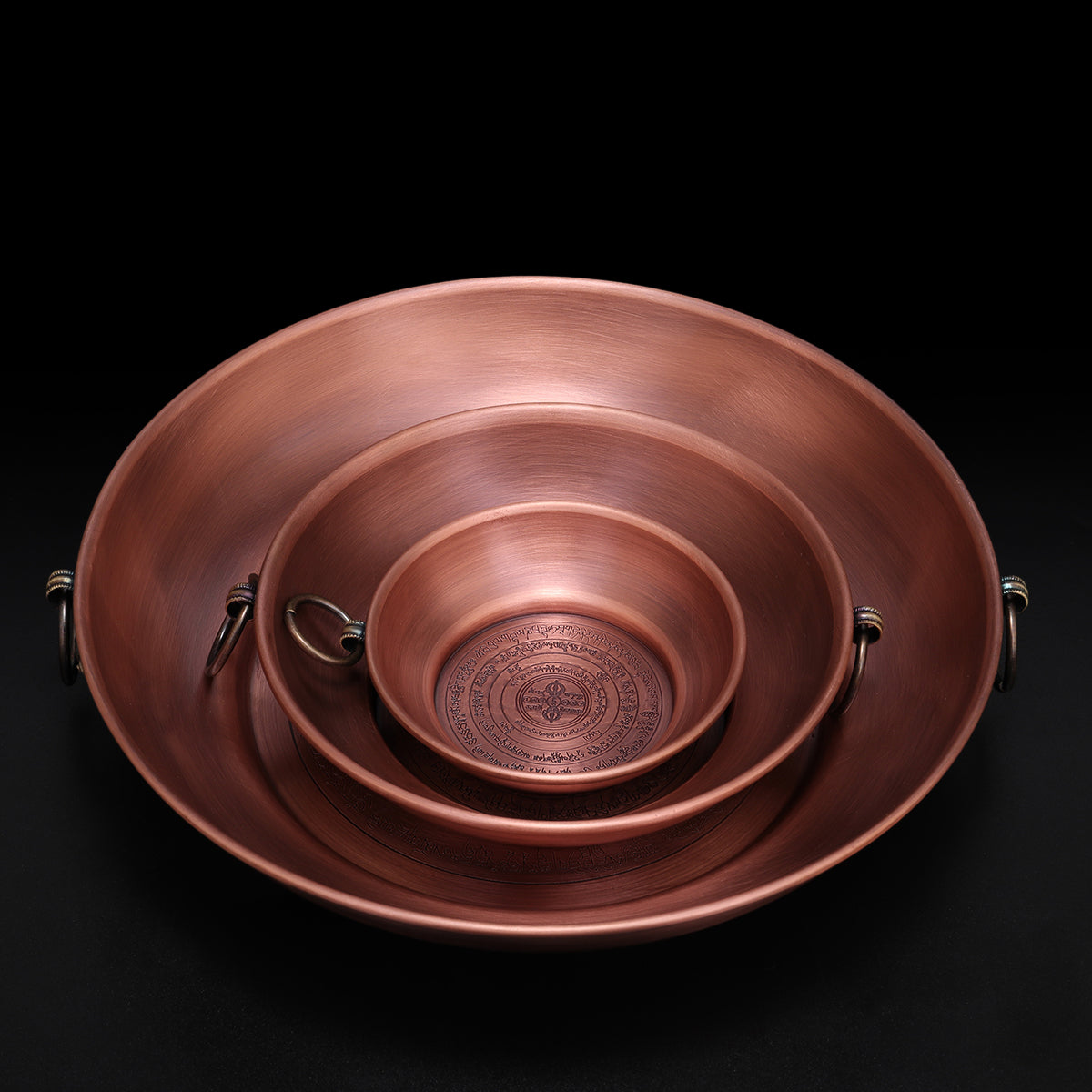 Purple copper smoke offering plate for Tibetan Buddhist sang ritual practice, handmade ritual implement inspired by Buddhist ritual implements art