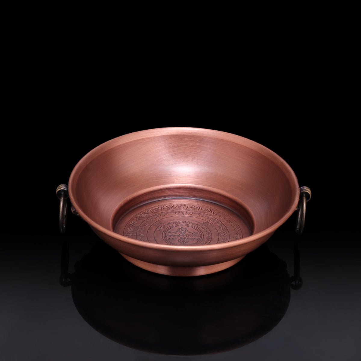 Purple copper smoke offering tray for Tibetan Buddhist ritual practice, handmade ritual implement inspired by Buddhist ritual implements art