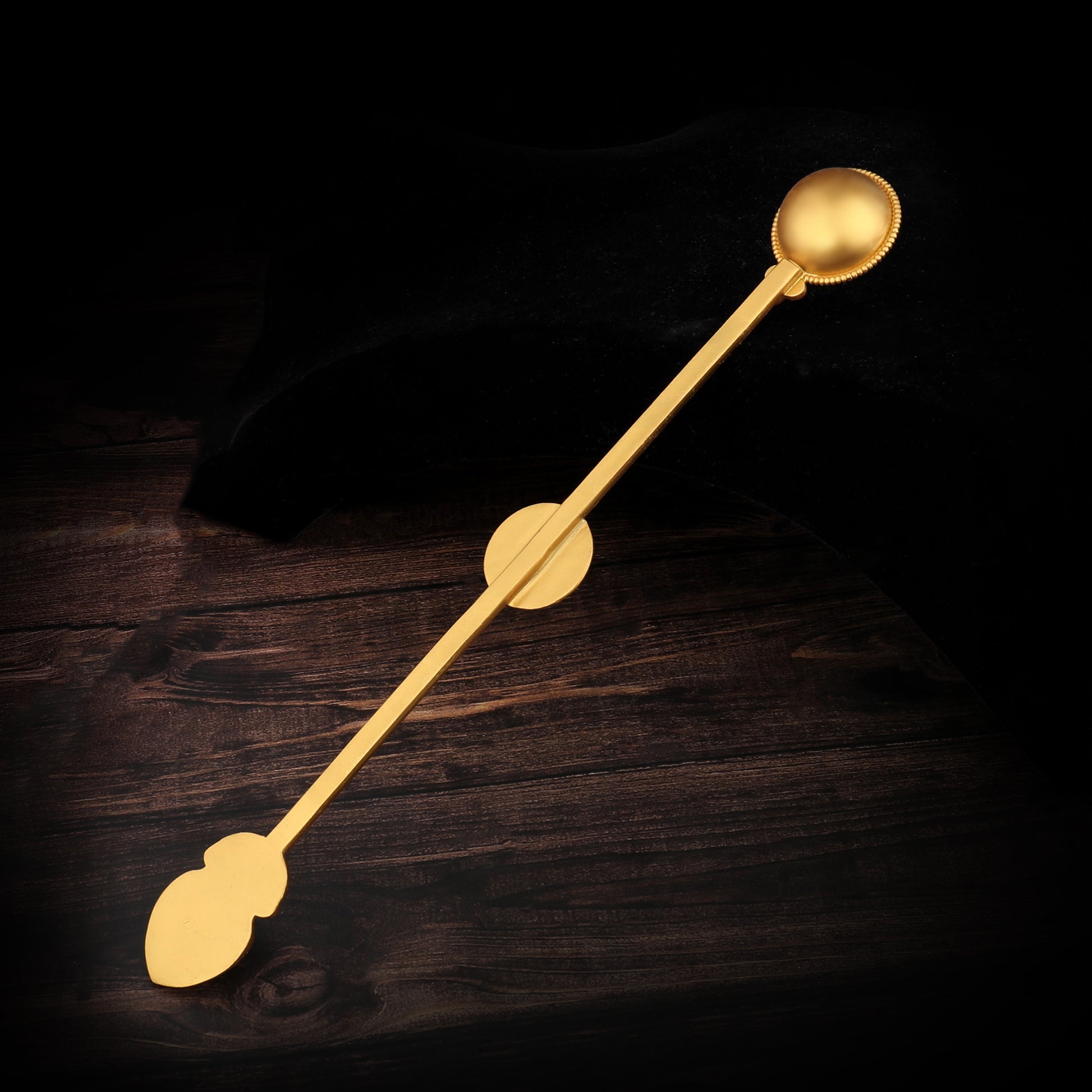 Handmade brass fire puja offering spoon for Buddhist rituals, based on Tibetan Buddhist ritual implements culture and refined ritual art craftsmanship