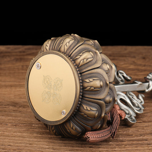 Handcrafted 15cm Three Great Bodhisattvas statue made from brass, copper, and white copper. A powerful symbol of compassion, wisdom, and protection in Tibetan Buddhism.