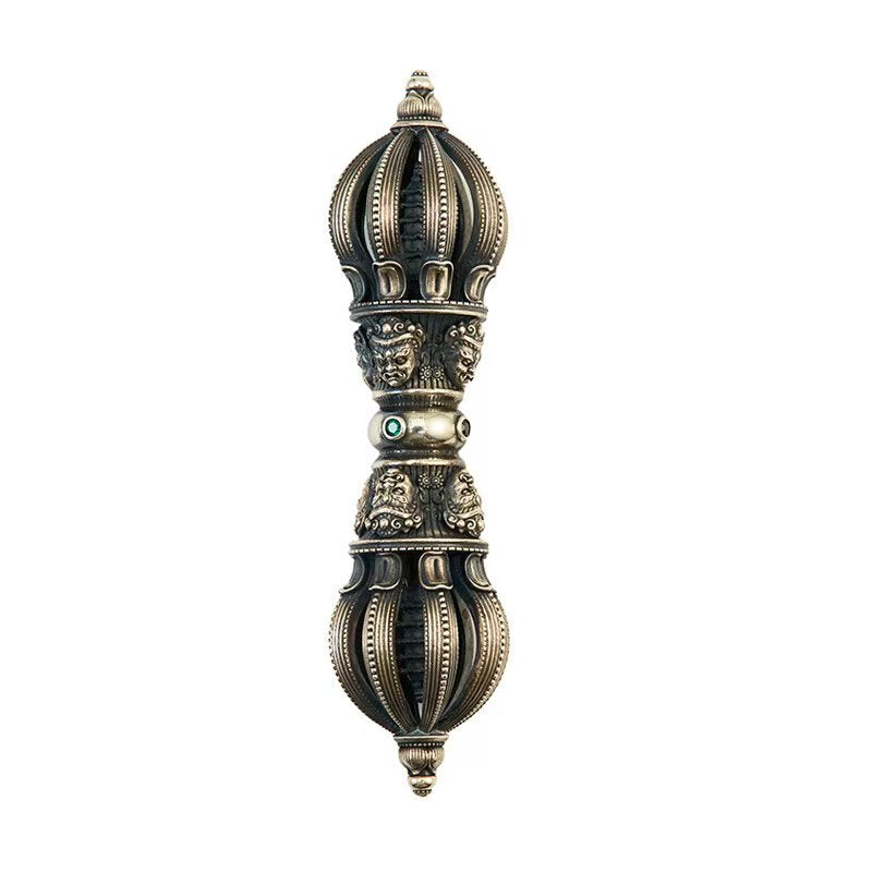 Handcrafted Brass Eight-Prong Vajra & Demon-Slaying Vajra Pendant, symbolizing spiritual strength, protection, and the power to overcome obstacles. A unique Tibetan Buddhist ritual tool for meditation and rituals."