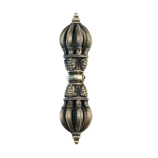 Handcrafted Brass Eight-Prong Vajra & Demon-Slaying Vajra Pendant, symbolizing spiritual strength, protection, and the power to overcome obstacles. A unique Tibetan Buddhist ritual tool for meditation and rituals."