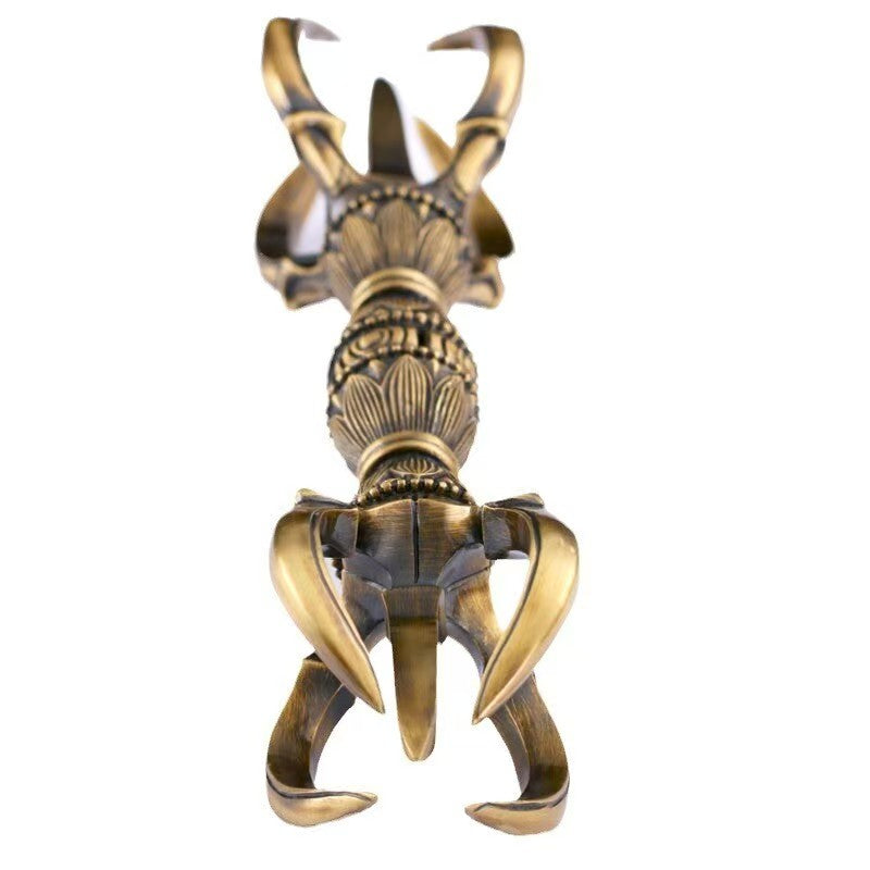 "Handcrafted Brass Five-Prong Vajra, symbolizing wisdom and spiritual power in Tibetan Buddhism. Ideal for rituals, meditation, and home spiritual decor."