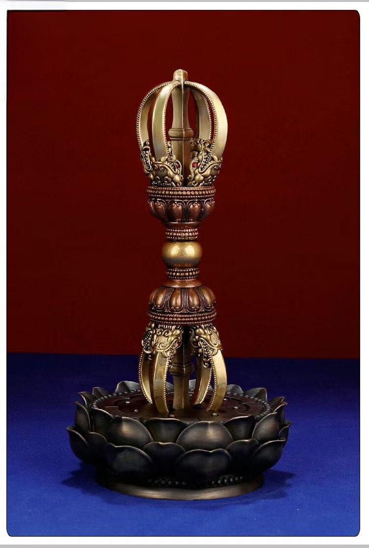 Add a touch of Tibetan spiritual power to your space with this Brass Five-Pronged Vajra. Handcrafted with precision, this ritual implement serves as a symbol of purification and protection. Perfect for those who value authentic Buddhist art and seek a tool for meditation or to elevate the energy in their sacred space.