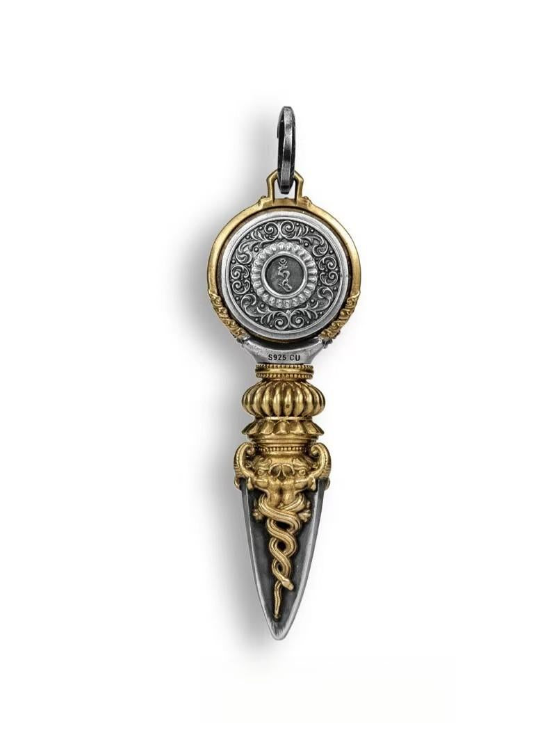 Exquisite handcrafted brass Mahakala Vajra Phurba, embodying protection and spiritual strength. A perfect addition to your Tibetan Buddhist altar or meditation space, offering both beauty and power.