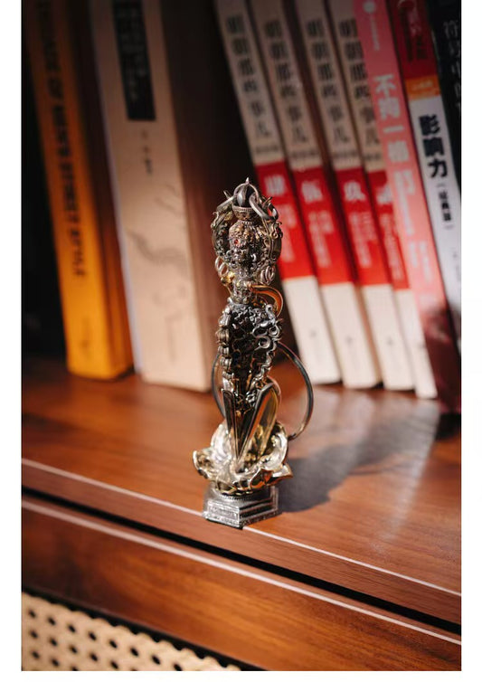 Handcrafted brass Phurba dagger, symbolizing Tibetan Buddhist culture. Ideal for Chinese-style ritual decor and Feng Shui practices. A must-have for spiritual collections.