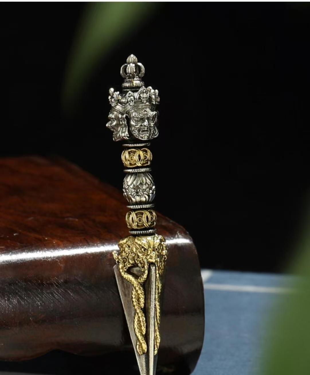 Handcrafted Brass Vajra Phurba, a sacred Nepalese ritual tool symbolizing spiritual strength and protection. Perfect for meditation, rituals, and enhancing your sacred space