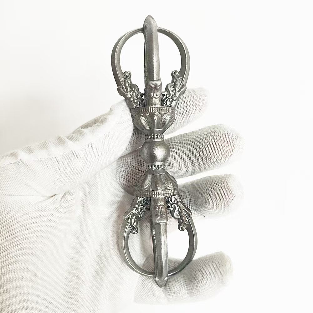 Handcrafted brass Yongle Style five-pronged Vajra, representing spiritual strength and protection, inspired by Tibetan Buddhist ritual implements culture and Buddhist ritual art.