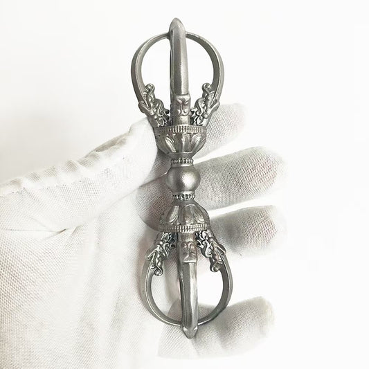 Handcrafted brass Yongle Style five-pronged Vajra, representing spiritual strength and protection, inspired by Tibetan Buddhist ritual implements culture and Buddhist ritual art.