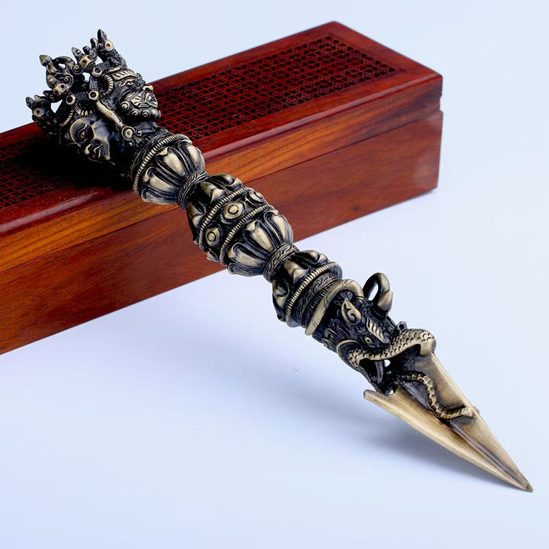 Brass Mahakala Hayagriva Phurba Vajra handcrafted in Tibetan Buddhist ritual implements culture, sacred Buddhist ritual implements art for collectors and practitioners.