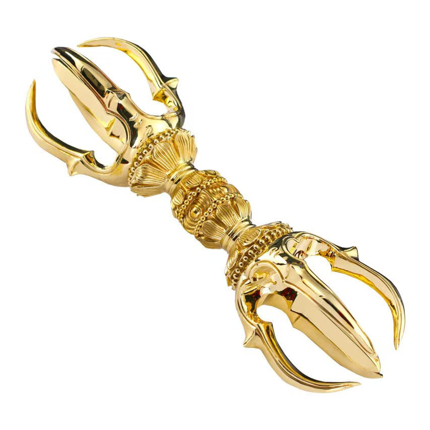 "Sacred Brass Five-Prong Vajra, expertly handcrafted to embody Tibetan Buddhist ritual implements culture. A perfect addition to your spiritual altar or home decor."