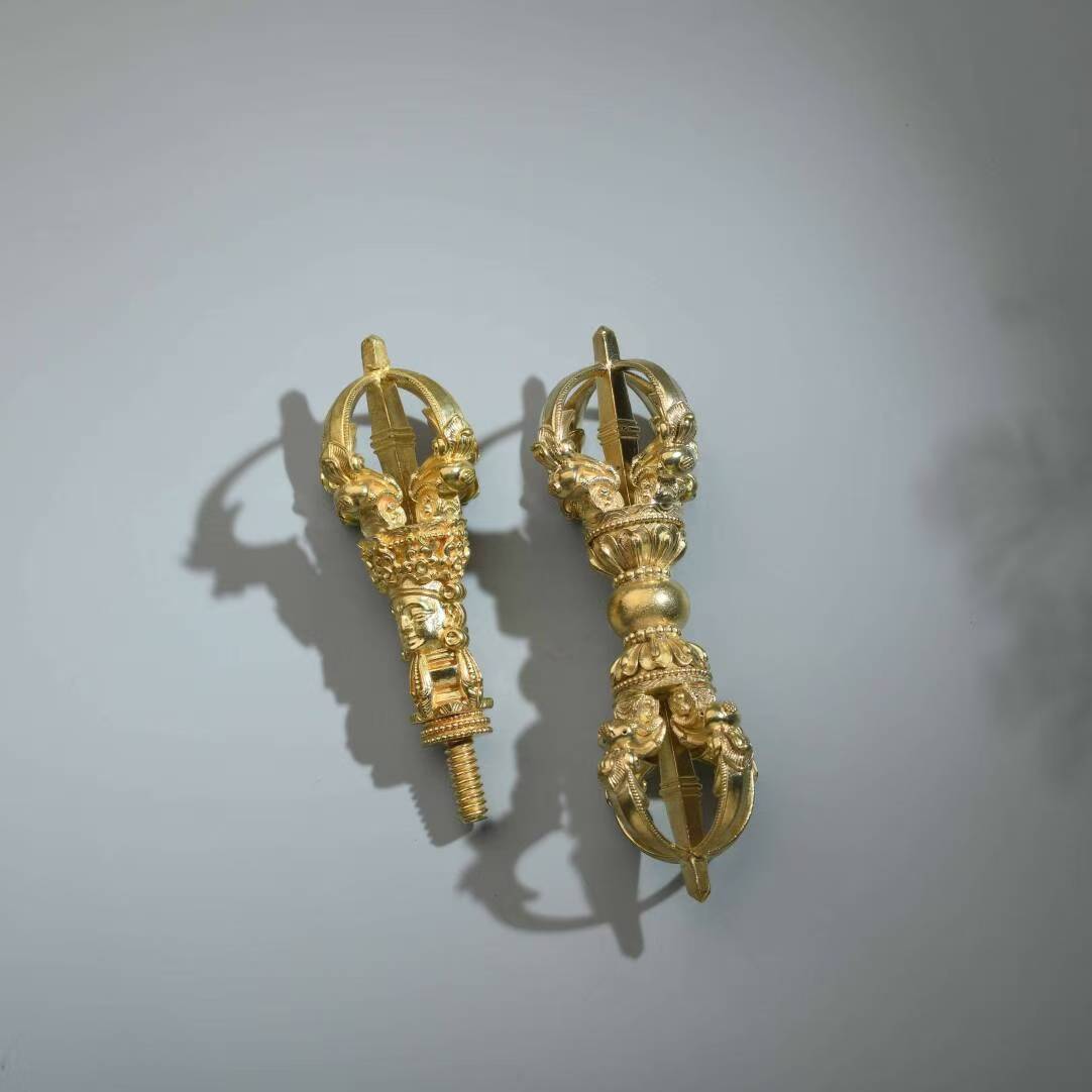 This five-pronged Phurba Vajra is hand-carved from brass using Nepalese craftsmanship. It is a sacred ritual tool used for protection, purification, and to enhance your spiritual practice in Tibetan Buddhism.