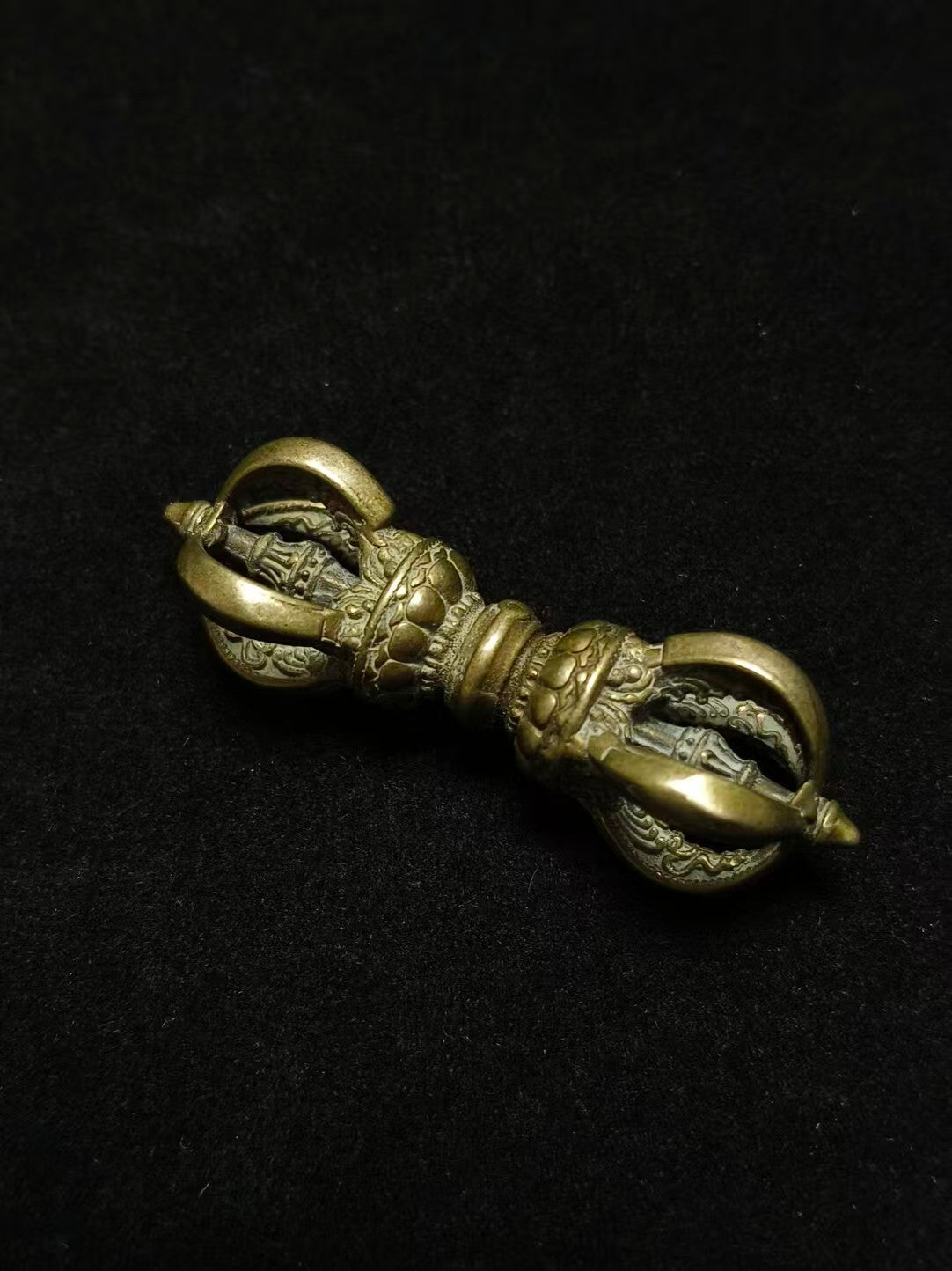 Brass Five-Pronged Vajra, handcrafted as a ritual tool for spiritual protection, strength, and purification. Perfect for Buddhist altars, meditation spaces, and ritual practices