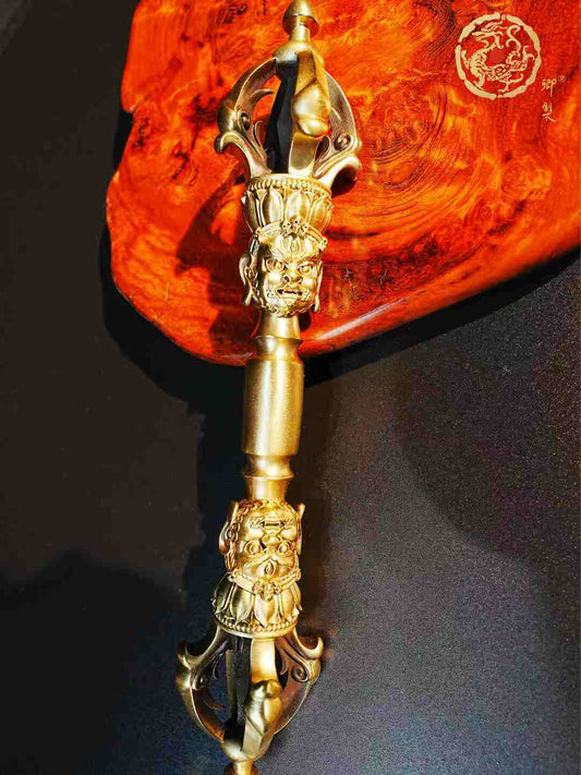 Brass Five-Pronged Vajra, representing Tibetan Buddhist ritual implements culture. Handcrafted for purification, protection, and spiritual enlightenment, perfect for sacred rituals and altars.