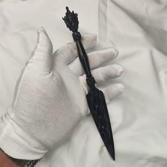 Commemorative brass Tian Tie Phurba with a three-sided design, handcrafted to represent Tibetan Buddhist ritual implements culture, symbolizing the transformation of negative energies.