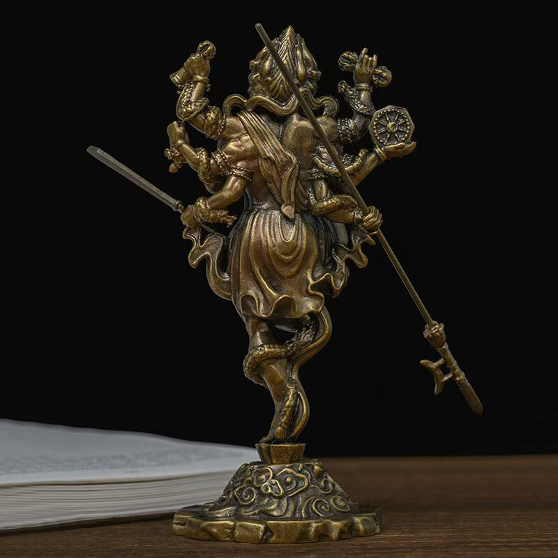 Brass Vajra Figurine | Tibetan Buddhist Ritual Art | Handheld Phurba for Meditation