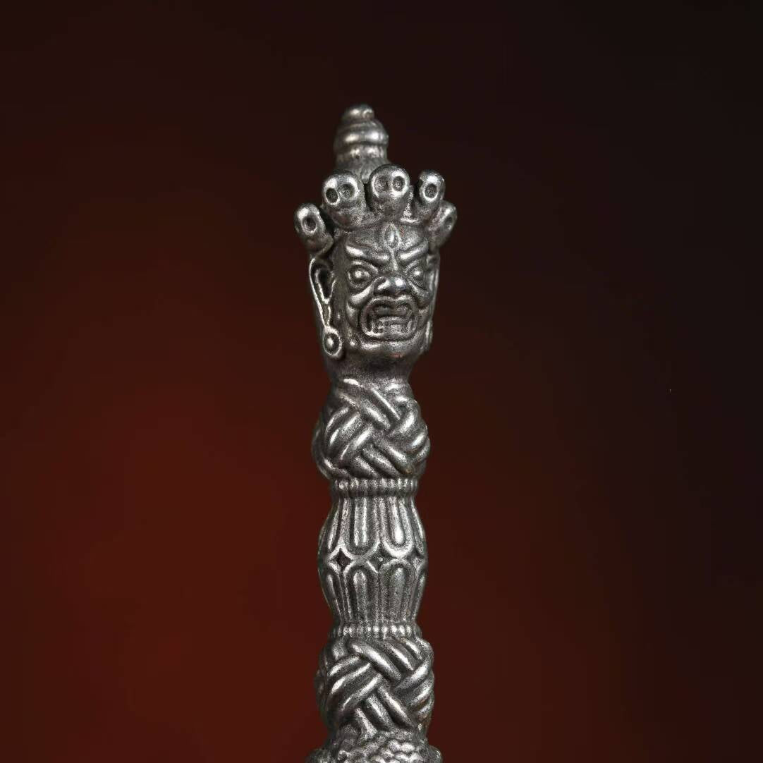 Handcrafted Brass Phurba Vajra, a powerful Tibetan ritual tool for energy protection and spiritual cleansing. A meaningful addition to any Buddhist altar.