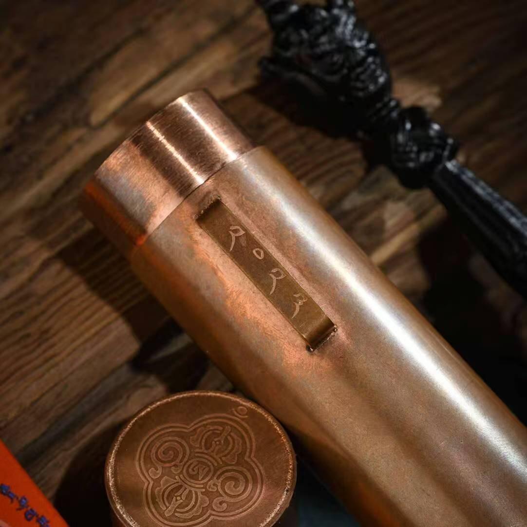 A beautifully crafted Tibetan Buddhist ritual tool made of brass, representing wisdom and eternal peace. This piece honors the Buddha's transition to Nirvana and is perfect for enhancing your meditation or sacred space with Tibetan Buddhist ritual art.