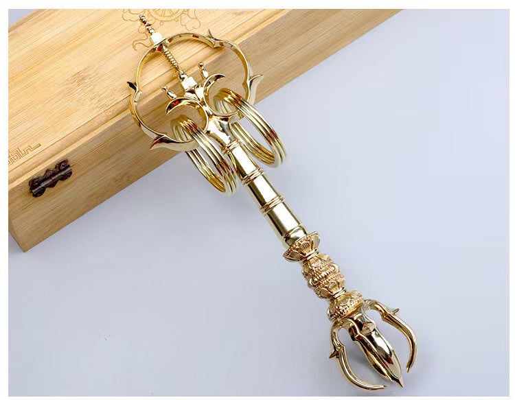 Handcrafted brass Seated Vajra, a glossy ritual tool that represents spiritual strength and wisdom. Ideal for enhancing rituals, meditation, and Tibetan Buddhist practices.