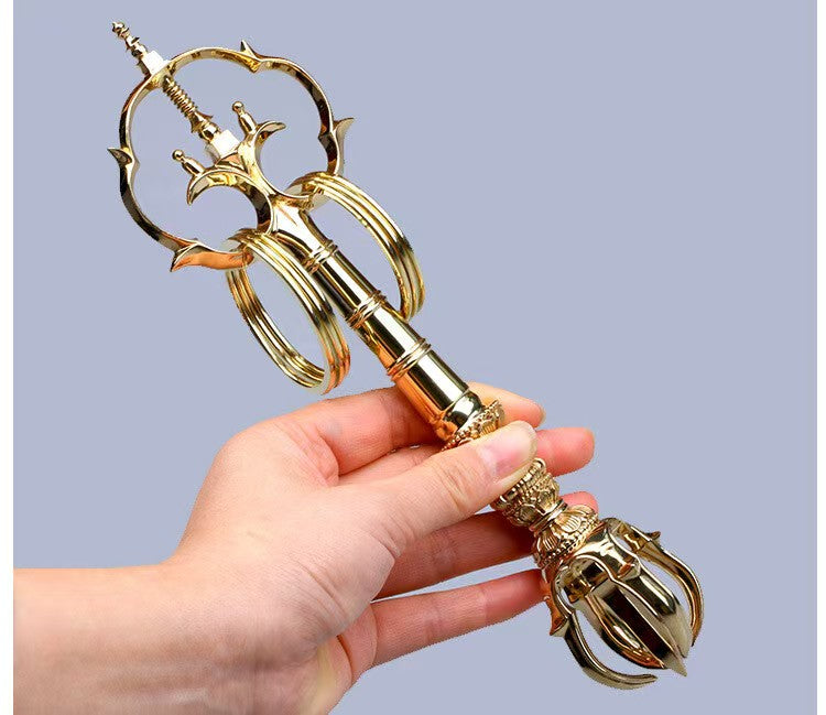 Handcrafted polished brass Seated Vajra, a sacred ritual implement for spiritual practices. Ideal for Buddhist rituals, meditations, and bringing positive energy into spiritual spaces